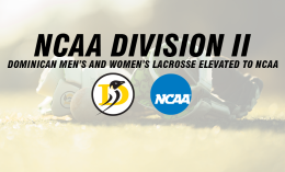Image with ֱ Penguin athletics and NCAA logo announcing elevation of lacrosse programs to NCAA Div. II
